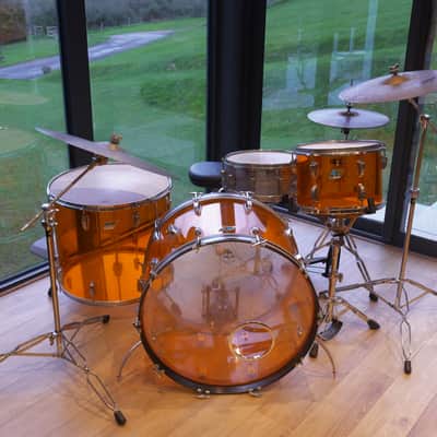 RARE Ludwig Vistalite Orange Drum Kit Owned by Michael Lee (Page & Plant) SIGNED - Delivery Available imagen 3