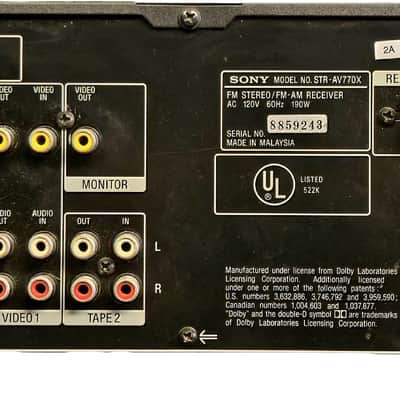 Sony STR-AV770 FM Stereo / FM-AM Receiver, Dolby Surround, 190W – Serviced Vintage Unit image 2