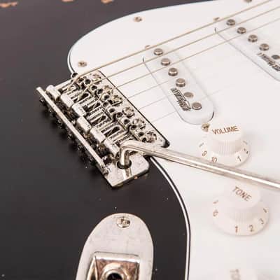 Vintage V6 ICON S-Style Electric Guitar - Distressed Boulevard Black (V6MRBK) image 5