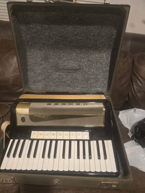 Hohner Lucia IVP Accordion 96 Bass made in Germany, Original Quality Piano Accordion, Keyboard Accordian Black Gold image 1