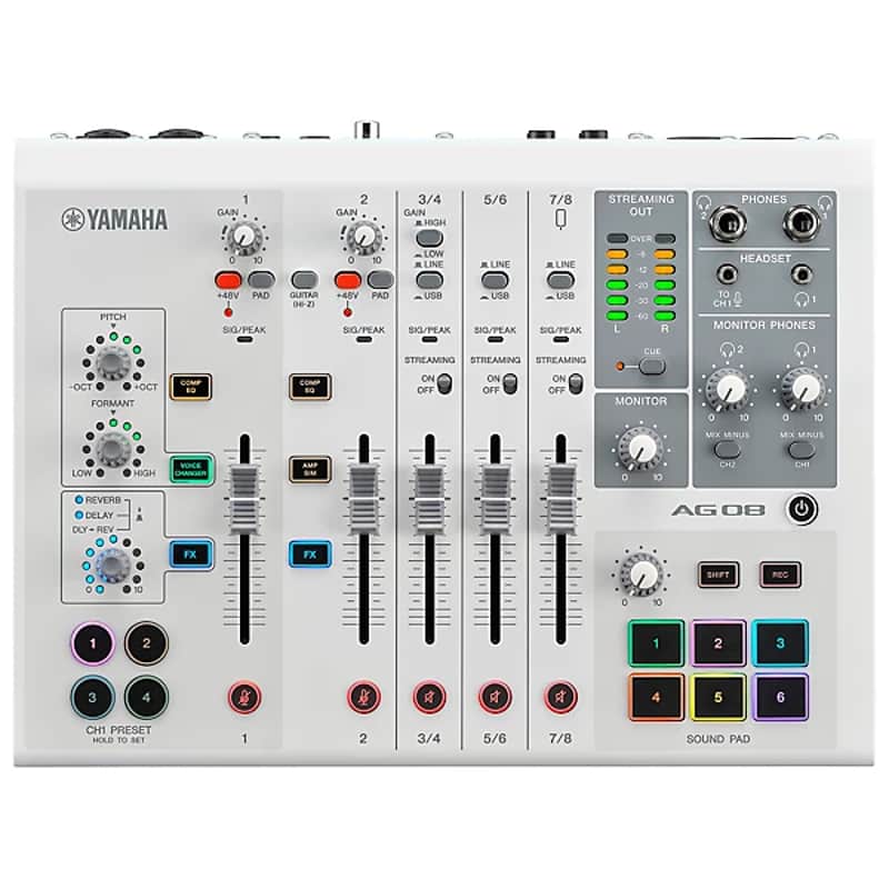 Yamaha AG08 White 8-Channel Mixer/Usb Interface For Ios/Mac/Pc image 1