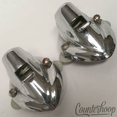 Premier Bass Drum Spur Mounts Spring-Loaded Push-Button Chrome Vintage 60s Elite image 3