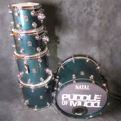 Natal Cafe Racer Poplar Green Sparkle Ex Puddle of Mudd 6 Piece Drum Kit + Hardware image 2