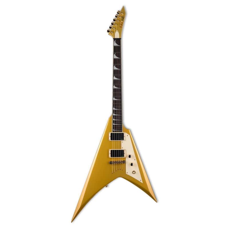 ESP KH-V Kirk Hammett Signature Series 6-String Electric Guitar with Macassar Ebony Fingerboard, Includes Deluxe Hardshell Case (Right-Handed, Metallic Gold) image 1