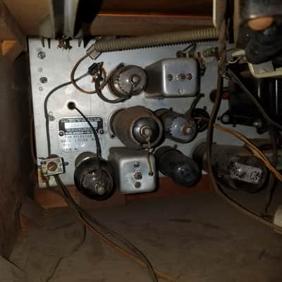 Silvertone 5731 Portable Record Cutting Lathe 78 RPM 6V6 Amp Recorder Radio PA 109.359 Bad Crystal mic 1940 - Stained Wood image 21