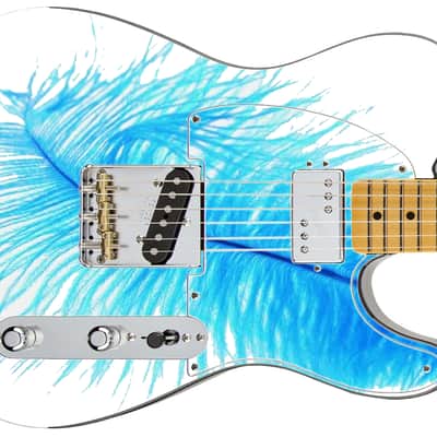 Sticka Steves Guitar Skin Axe Wrap Re-skin Vinyl Decal DIY Blue Feather 352 image 4