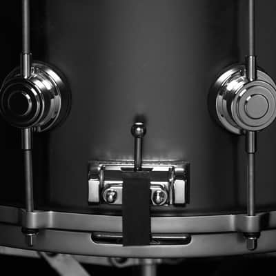 DW Collector's  Satin Black Over Brass 1307 Snare Drum with die cast & brass wires! Harcase inc. image 3