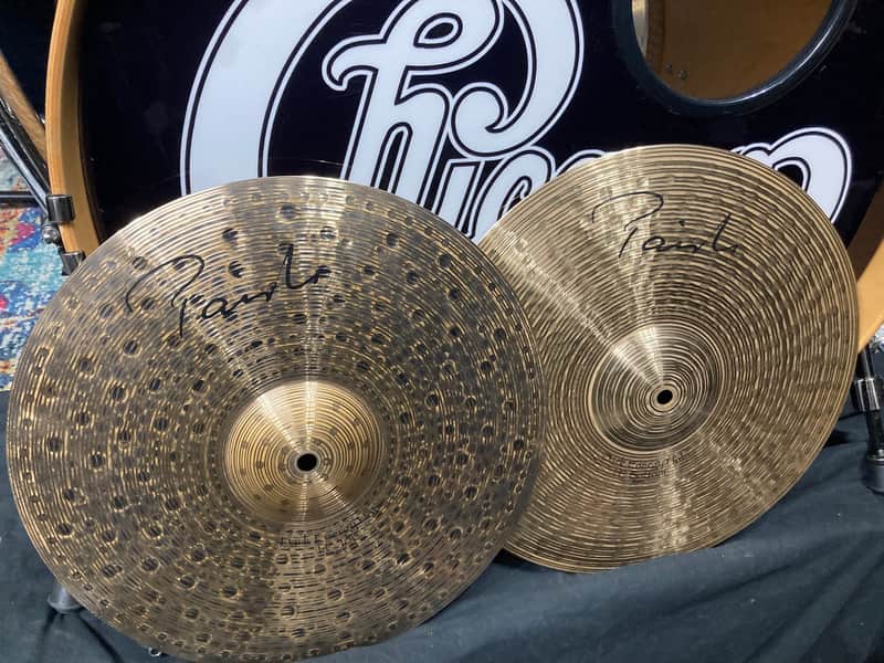 Tris Imboden's, Chicago, Paiste - 14" Signature Dark Energy, Mark 1 Hi Hats Pair, 950g,1406g 2000s image 1