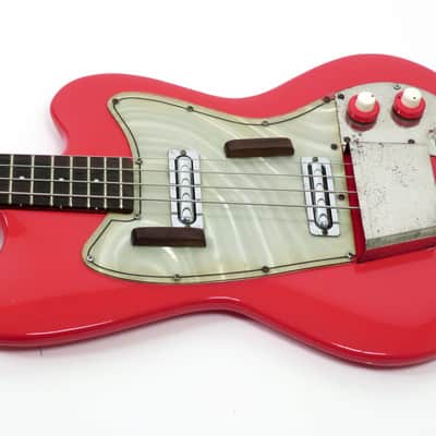 1968 Danelectro Coral Deluxe Bass - Brilliant Red - Rare 34" Scale Bass - Lipstick Pickups -Original Case image 12