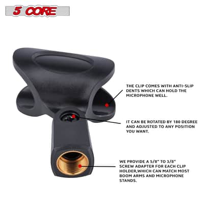 5 Core Microphone Clip Holder 2 Pieces with Screw Adapters 5/8 to 3/8 Inch image 11