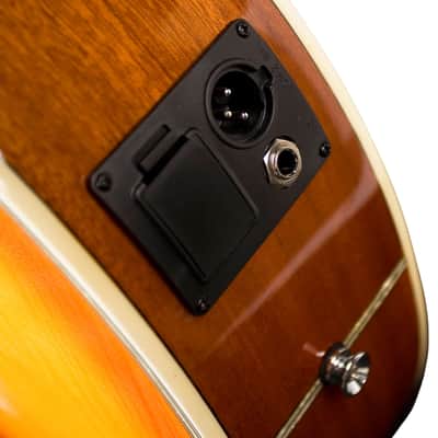 Oscar Schmidt OG10CEFYS Concert Cutaway Acoustic Electric Guitar, Flame Yellow Sunburst image 5