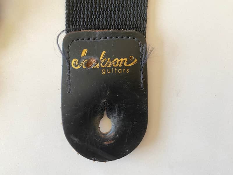 1980s Jackson Guitar Strap - Black with Leather image 1