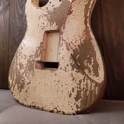 #202603 :: Baldman's Stratocaster (open) body in Aged Olympic White over Metallic Wine Red : Vintage image 11