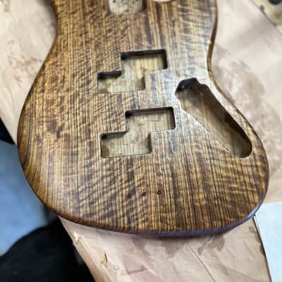 Madlad Instruments Masterpiece Curly Shedua Danish Oil Finished PP Bass Jazz Bass JBass Style Body (custom made with pride in north Texas) image 9