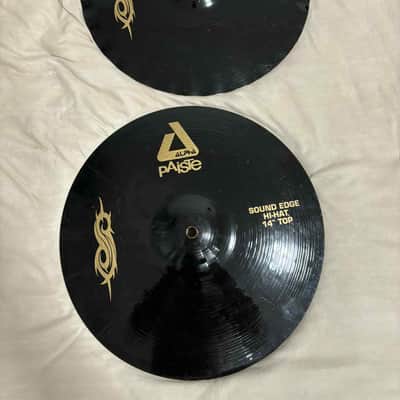 Paiste Black Alpha Slipknot edition Sound Edge Hi Hat 14" 2008-2010 - Black with Gold Slipknot logo image 1
