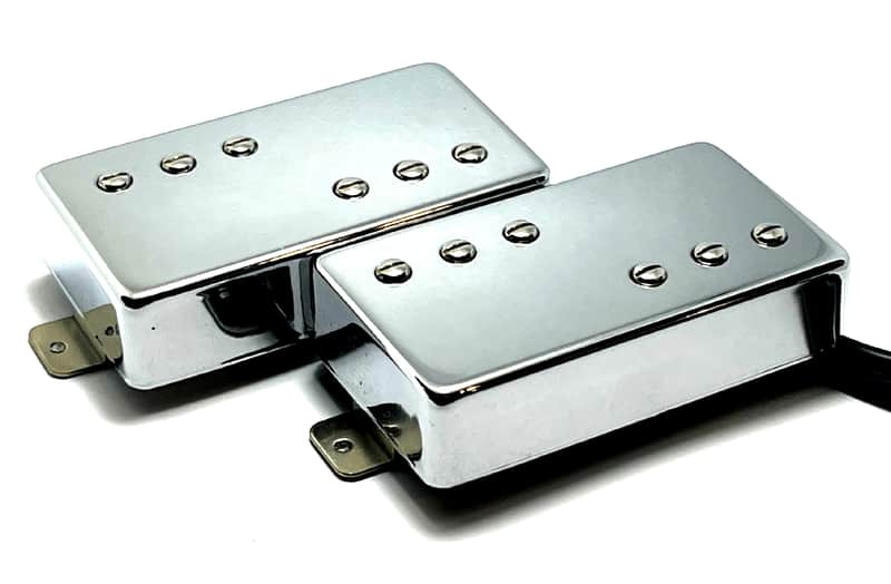 3x3 Humbucker Set, 4 Wire Bridge + Neck Pickups, AlNiCo 5 Split Humbuckers, Covered Chrome image 1