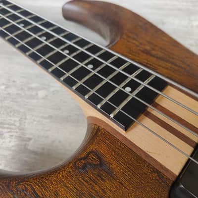 1989 Aria Pro II SB-1200 LH Left Handed Neckthrough Bass (Natural Walnut) image 4