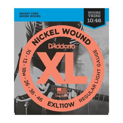 D'Addario EXL110W Nickel Regular Light Wound 3rd Electric Guitar Strings image 1