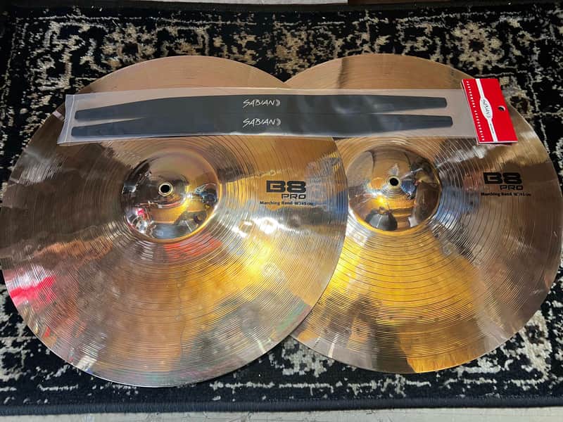 Sabian 18" B8 Pro Marching Band Cymbals w/ Straps - Brilliant image 1
