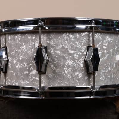 Fibes 6.5x14 White Marine Pearl Fibes Wood Snare Drum image 6