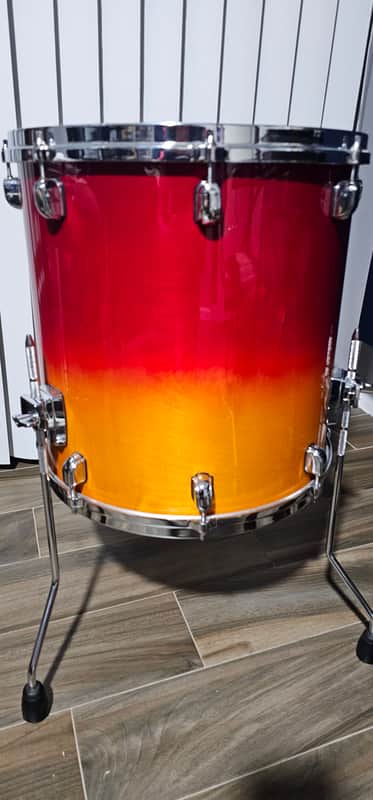 Tama Starclassic 16x16 Birch Floor tom Made in Japan Late 1990's to Early 2000s - Red Aztec Fade image 1