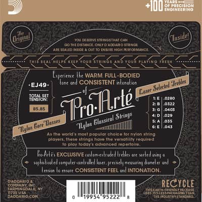D'Addario EJ49 Pro-Arte Black Nylon Classical Guitar Strings, Normal Tension image 2