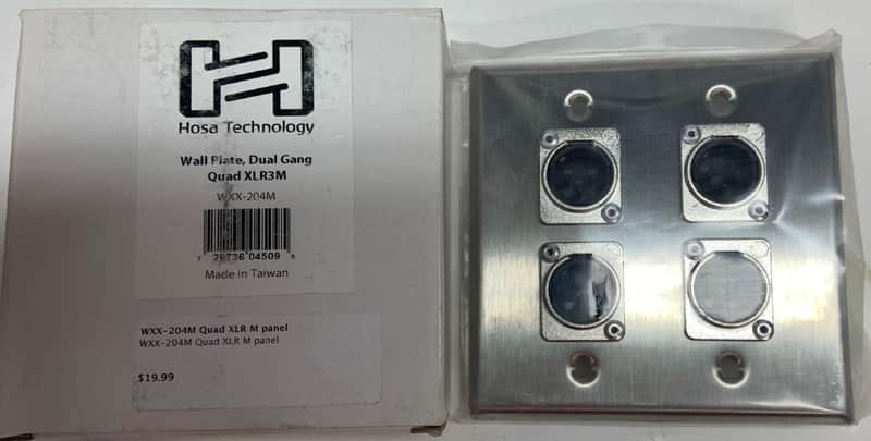 Hosa Wall plate, dual gang, Quad xlr males image 1