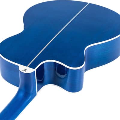 Washburn Festival EA15 Mini Jumbo Acoustic-Electric Guitar, Flame Maple Top, Transparent Blue image 3
