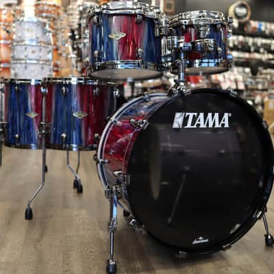 Tama Starclassic Walnut/Birch 5-piece Shell Pack 10/12/14/16/22 (Crimson Saphire Cascade w/ Black Nickel Hardware) image 2