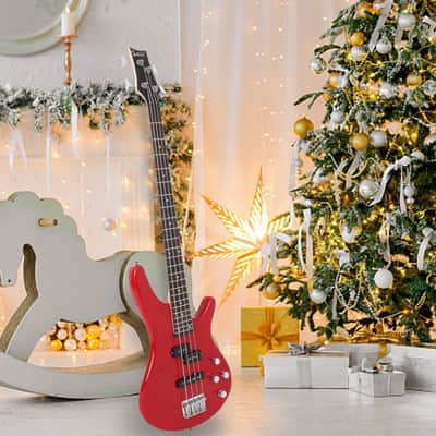 Glarry GIB Bass Guitar Full Size 4 String Red Bass + Bag + Strap + Amp Wire image 8