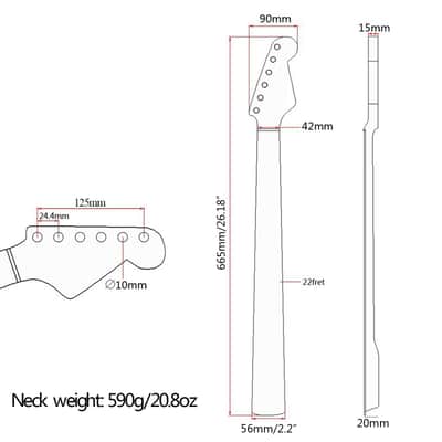 TGP 22 Frets Canadian Maple Guitar Neck Replacement for ST style electric guitar,price include the import duty for US buyer image 2