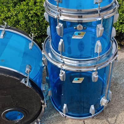 Ludwig  Vistalite 4 Piece Drum Kit Acrylic Shell Pack 1970 - Blue image 2