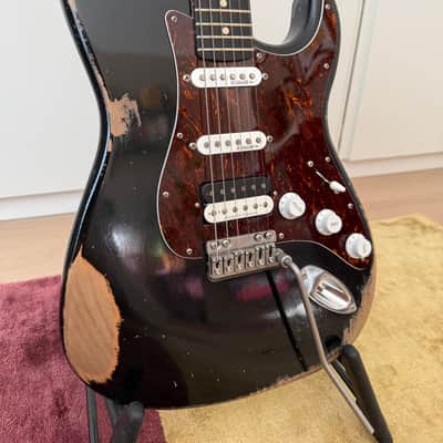 Fender Licensed Warmoth / MJT Stratocaster HSS - Black Nitro Relic image 1