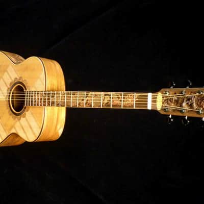 Blueberry Handmade Baritone Acoustic Guitar Dragon Motif image 1