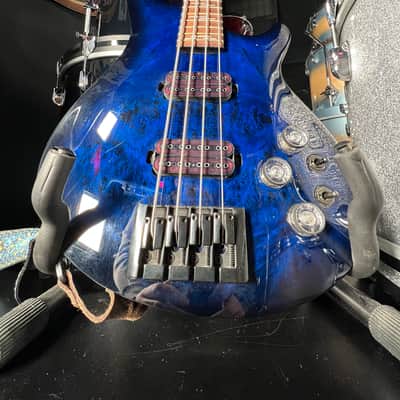 Schecter Guitar Research Omen Elite 4 / Four String Electric Bass Guitar in See-Thru Blue Burst with Hardshell Case (RM 2) image 4