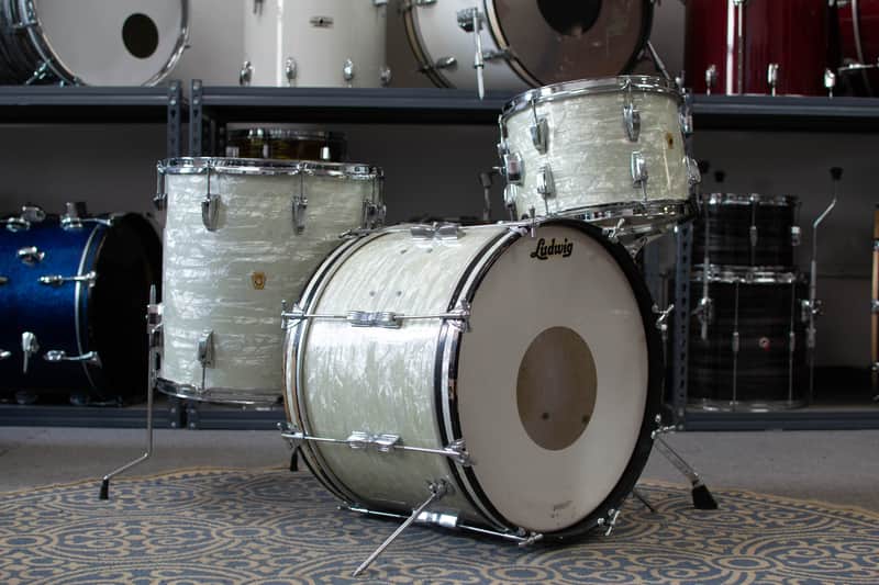 1960s Ludwig "Super Beat" White Marine Pearl Drum Kit image 1