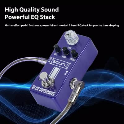 SCURU Blue Overdrive Guitar/Bass Effect Pedal GAIN/VOL/BASS/TREBLE Powerful EQ Made By Caline image 7