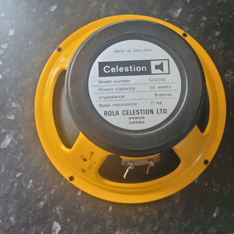 Celestion  G12/50 Black back 1976 England Yellow Frame image 1