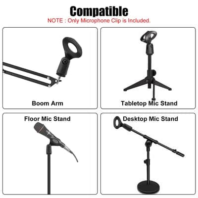 4 Pcs 180° Universal Microphone Clips Clamp Holder For Wired/ Wireless Mic Stand Bild 5
