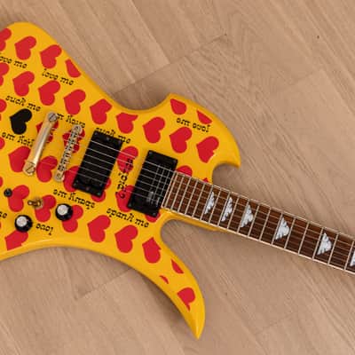 Burny Mockingbird MG-145S HY Hide X Electric Guitar Yellow Heart w/ Sustainer, Japan Fernandes image 8