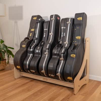 "Case Place" single level storage rack for acoustic, electric, bass, and other instrument cases NATURAL image 1