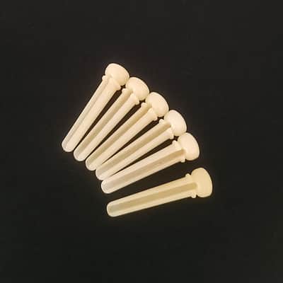 6x Acoustic Guitar Bridge Pins Real Bone with Brass Ring – Replacement Bridge Pins for Folk Guitar image 3