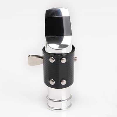 Silver Metal JAZZ Bb Soprano Saxophone 6# Mouthpiece with Leather Clip image 2