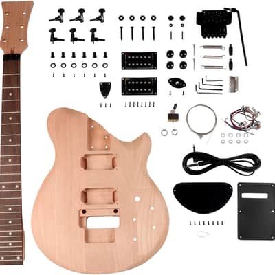 DIY Electric Guitar Kit Beginner Kit 6 String Right Handed with Mahogany Body Mahogany Neck Rosewood Fretboard Black Hardware Build Your Own Guitar. image 1