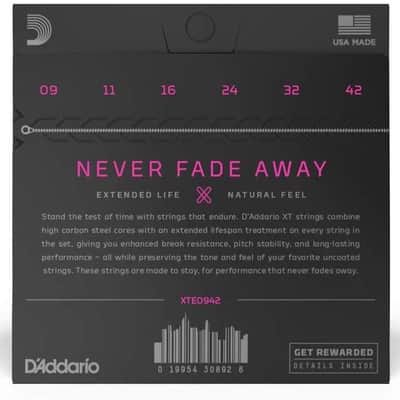 D'Addario XTE0942 Electric Guitar Strings XT Nickel, Super Light 09-42 image 4