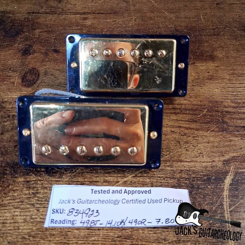 Gibson USA 490R (7.80k) & 498T (14.10k) Pickup Set w/ Rings (2020s - Gold w/ Black Rings)