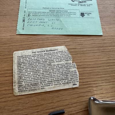 Fender Stratocaster 1972 Hang tags warranty card case candy 1970's ashtray cover image 7