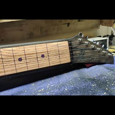HandMade Lap Steel Guitar - Black / Brown Stain - Red Bevels - Satin Relic Finish - USA Made image 9