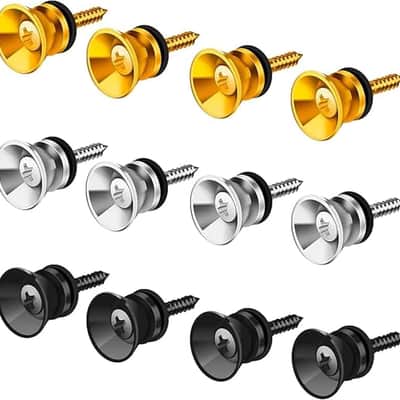 12Pcs Guitar Strap Buttons Lock Pins Guitar Metal Strap Buttons for Acoustic Guitar, Electric Guitar, Bass, Ukulele(Black, Gold, Silver) image 1