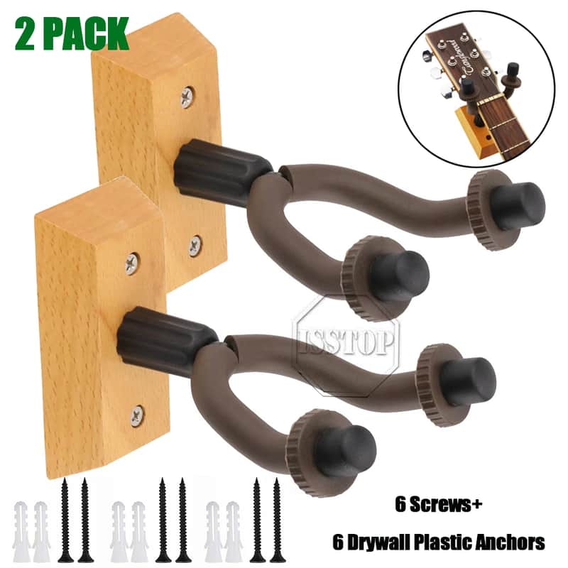 New 2Pack Guitar Hangers Hook Adjustable Instrument Display Holder Wall Mount Rack image 1